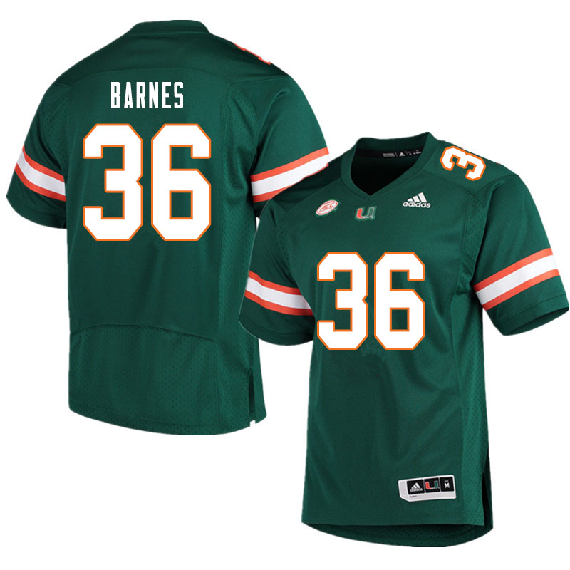 Men #36 Andrew Barnes Miami Hurricanes College Football Jerseys Sale-Green